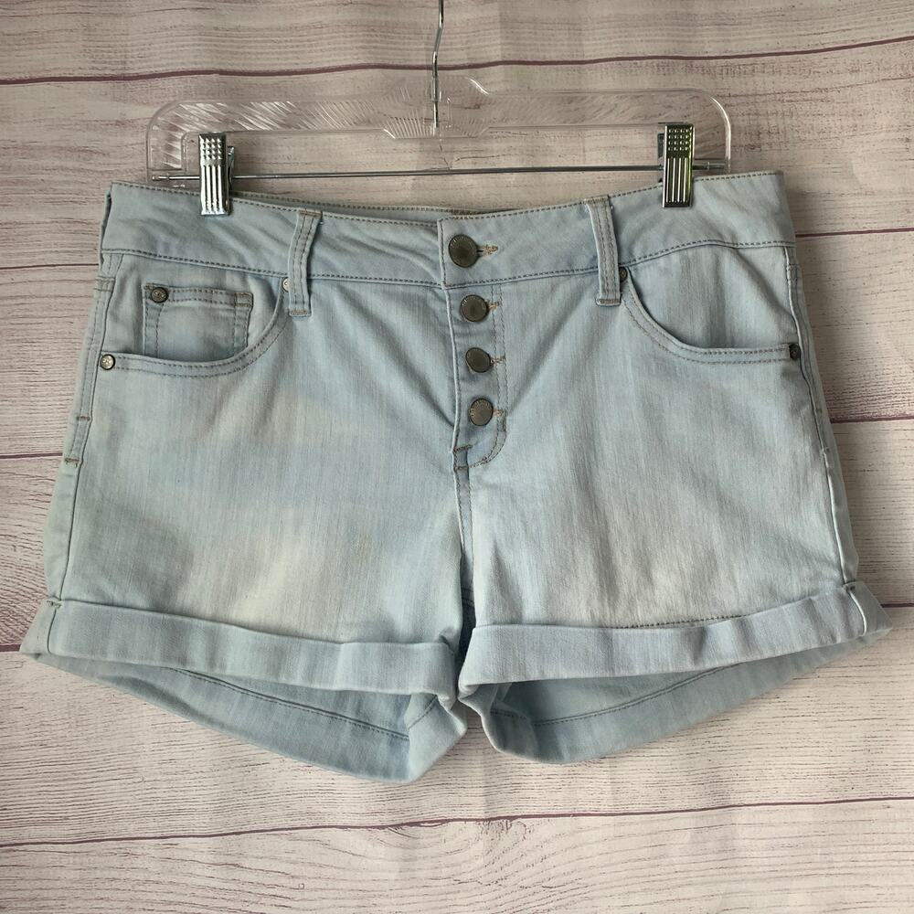 CP Jeans Denim Blue Jean Shorts Light Wash Button Fly Rolled Cuffs Size 13